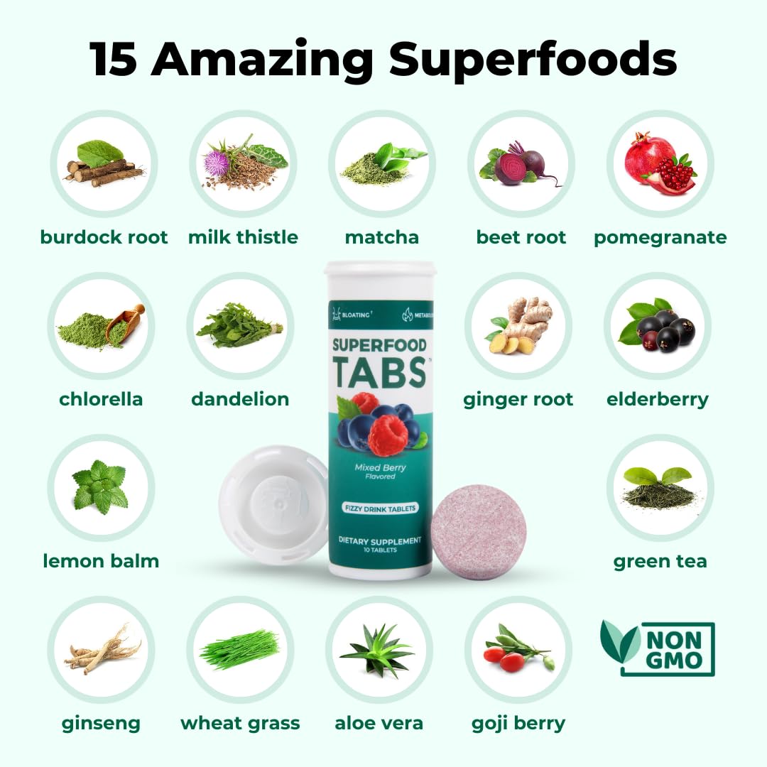 Superfood Tabs uso diario, ideal para incorporar superalimentos en tu rutina.
