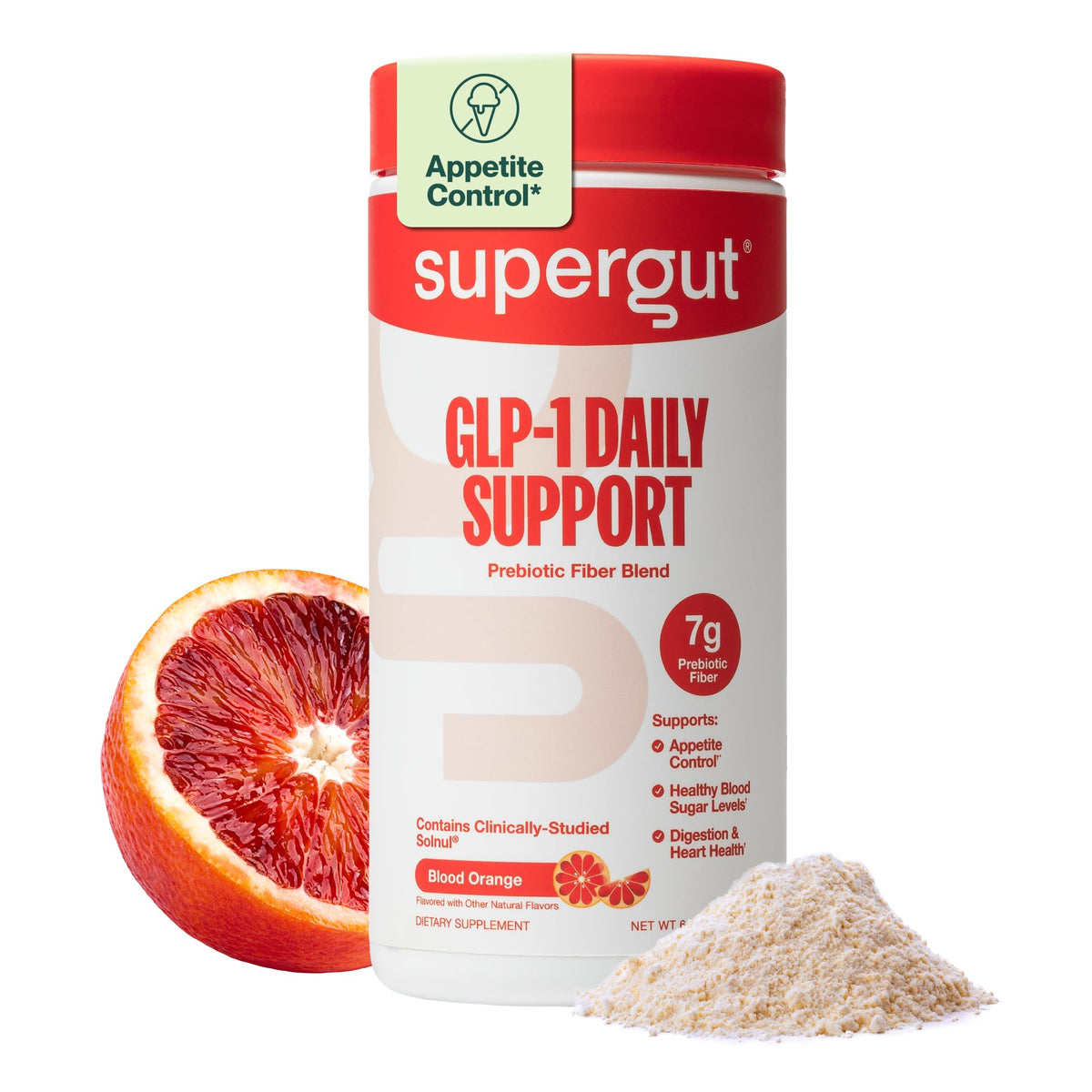 Supergut GLP-1 Daily Support, polvo sabor naranja, ayuda a la saciedad y la salud digestiva