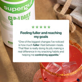 Supergut GLP-1 Daily Support, presentación de 18 porciones, envase práctico y listo para usar.