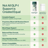 Taza con agua para consumir Supergut GLP1 Diario y apoyar la digestión.