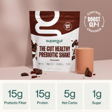 Botella de Supergut batidos prebióticos chocolate para llevar