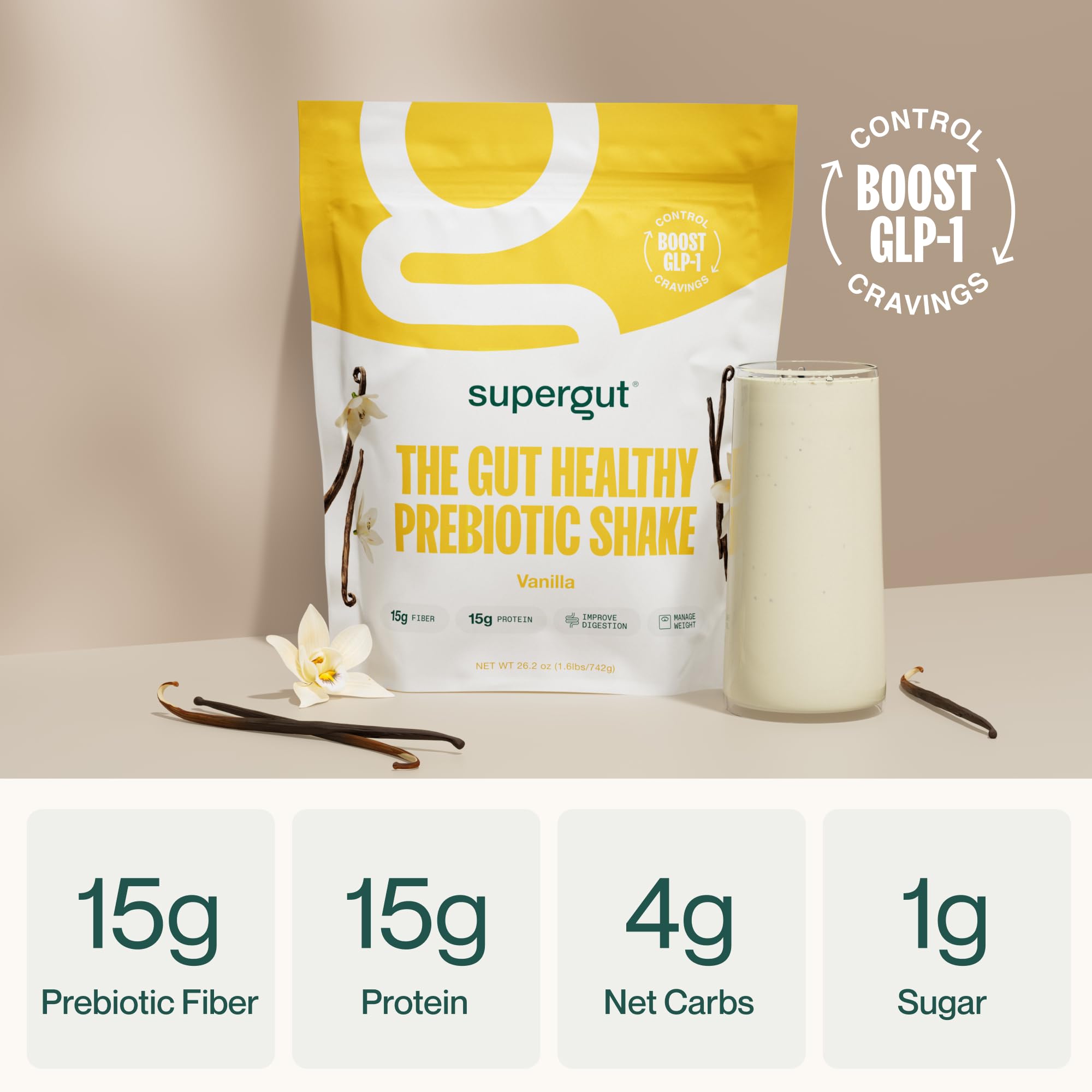 Supergut Shakes prebióticos vainilla, batido rápido para empezar el día.