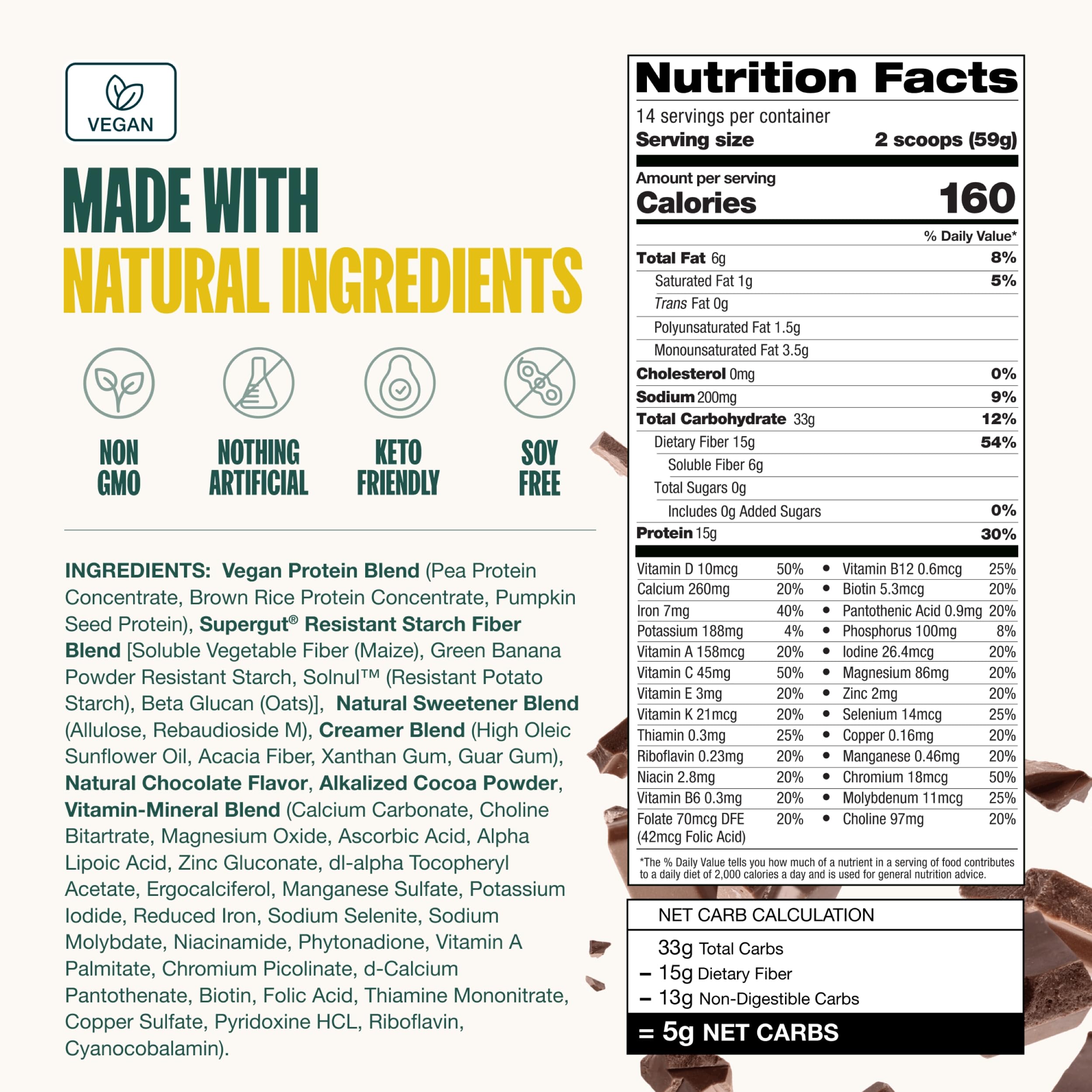 Supergut batido prebiótico cetogénico para entrenamiento o snack.
