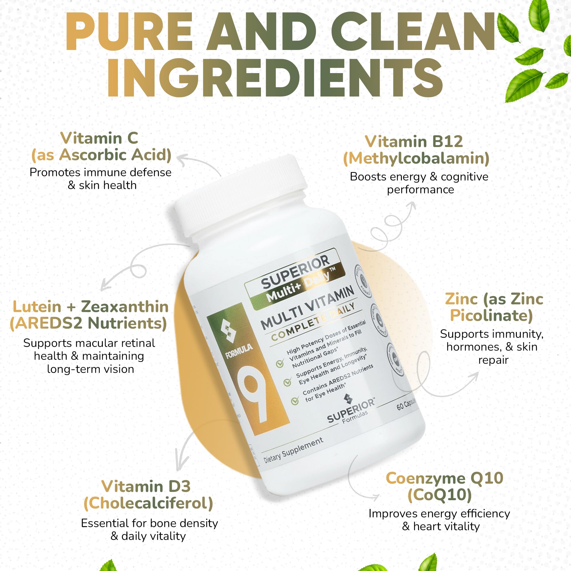 Superior Formulas LLC Multivitamínico potente areds2 frasco cerrado para almacenamiento seguro y ordenado