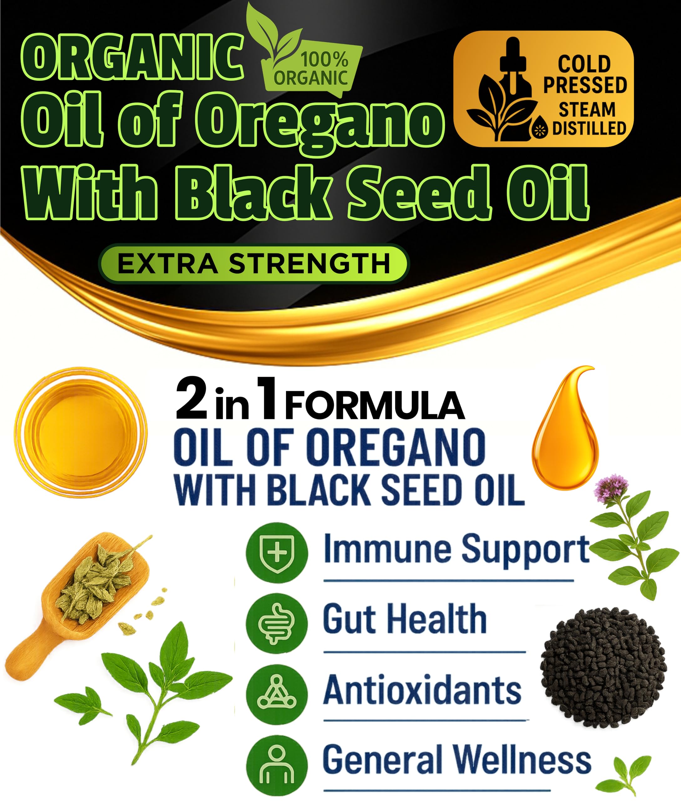 Aceite 2 en 1 de SUPERIOR FULVIC HUMIC X935, color dorado y aroma mediterráneo