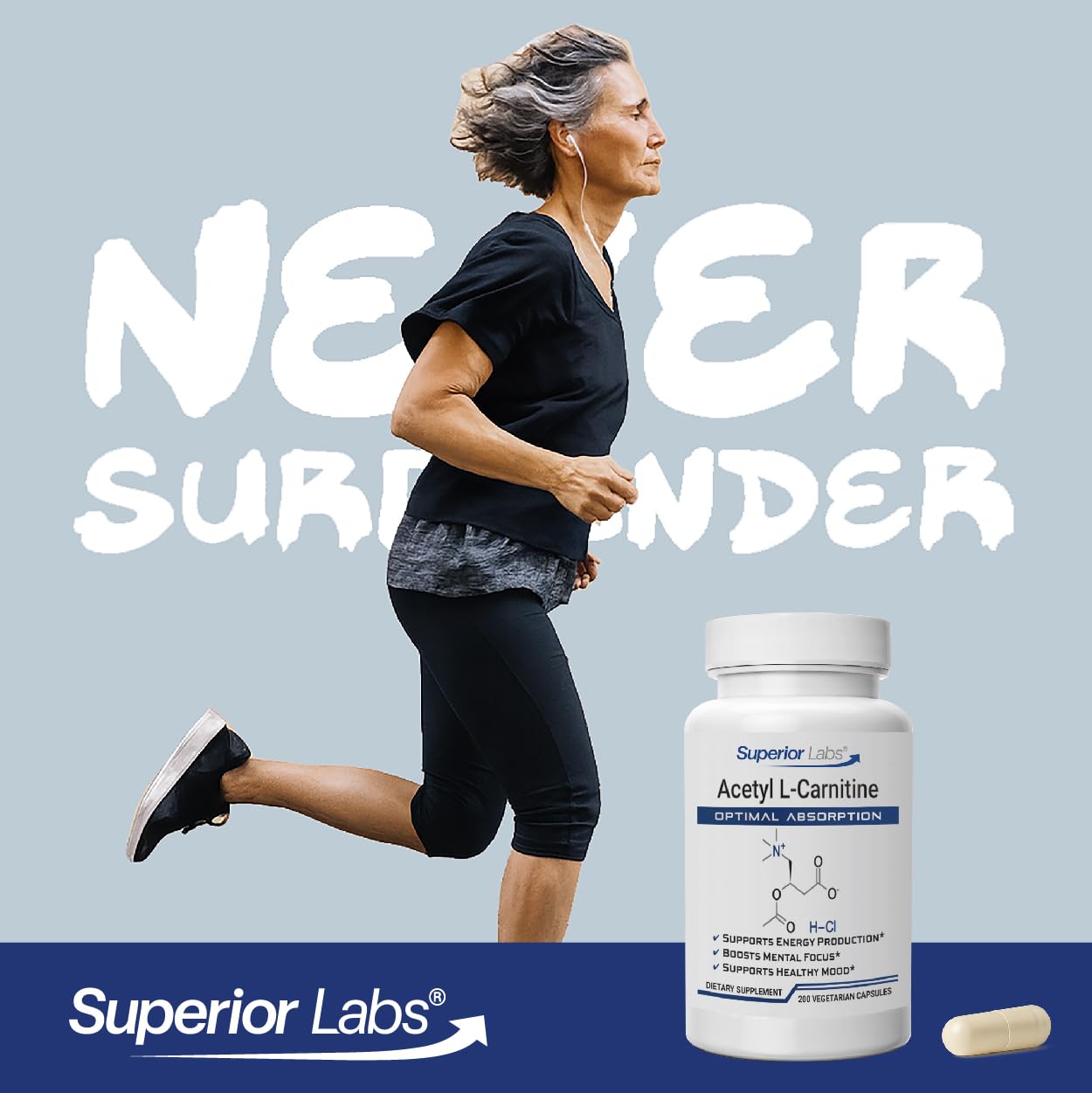 Superior Labs Acetil L-Carnitina 500 mg, control de calidad auditado por terceros.