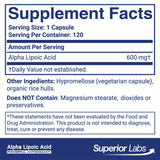 Superior Labs Alpha Lipoic Acid, cápsulas cercanas, alta absorción y uso práctico