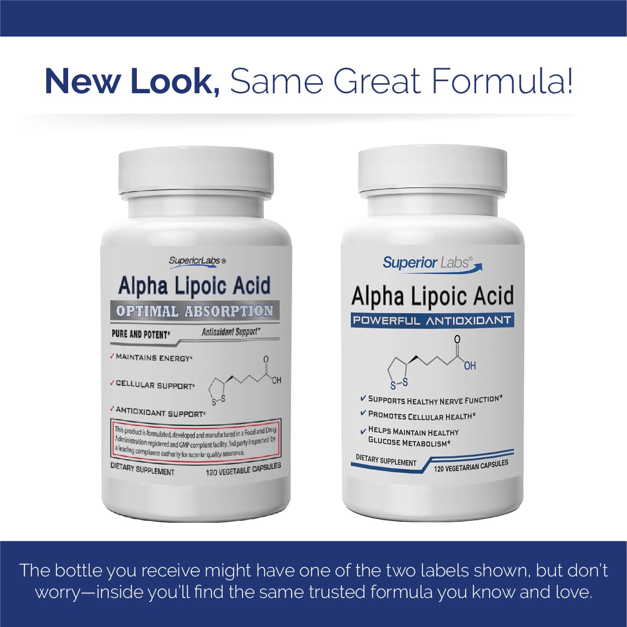 Cápsulas en mesa, Superior Labs Alpha Lipoic Acid, sensación de bienestar diario