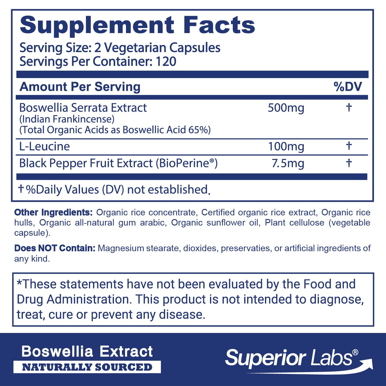 Cápsulas vegetales de Boswellia con 65% ácidos bosquélicos y pureza.