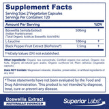 Cápsulas vegetales de Boswellia con 65% ácidos bosquélicos y pureza.