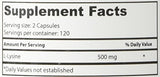 Etiqueta sin gluten y sin OGM de Superior Labs L-Lisina 500 mg.