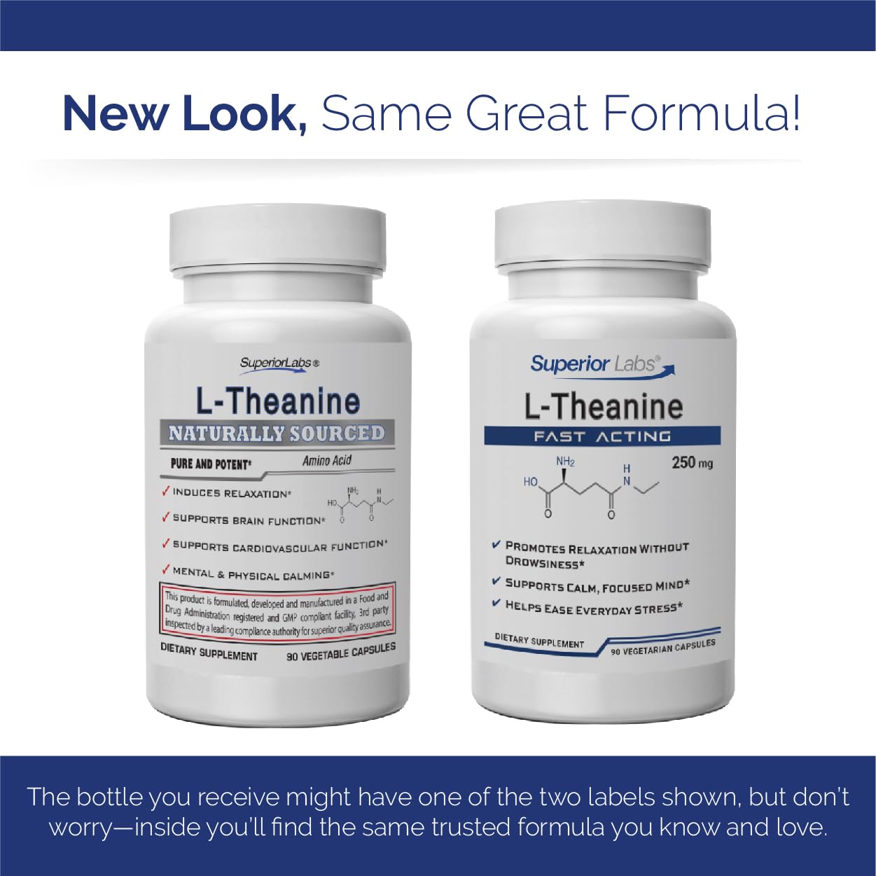 Superior Labs L-Theanine: cápsulas veganas de alta absorción para bienestar diario.