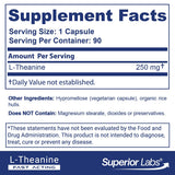 Superior Labs L-Theanine: dosis de 250 mg para enfoque sin somnolencia.