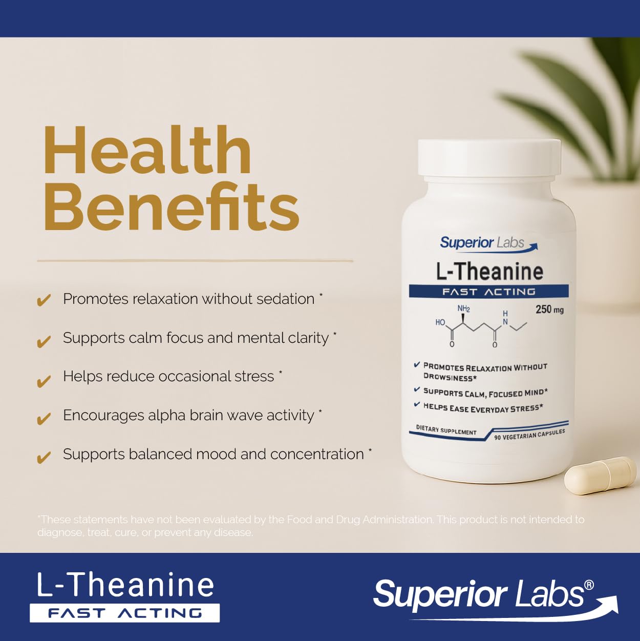 Superior Labs L-Theanine: relajación suave sin sedación para días ocupados.