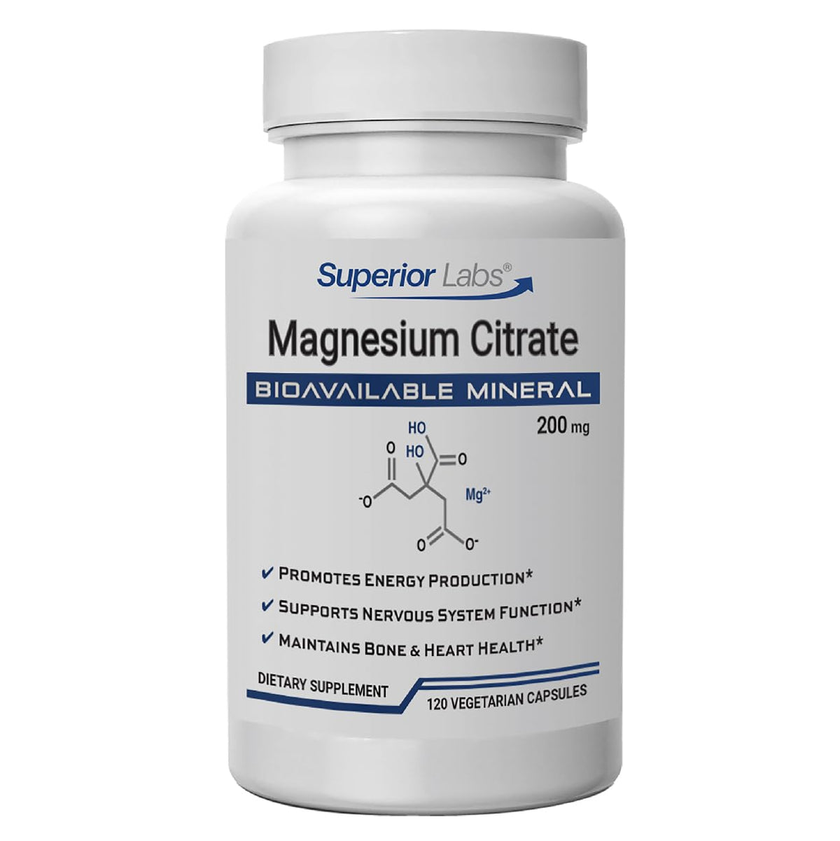 Superior Labs Magnesio Citrato en bote para uso diario suave.