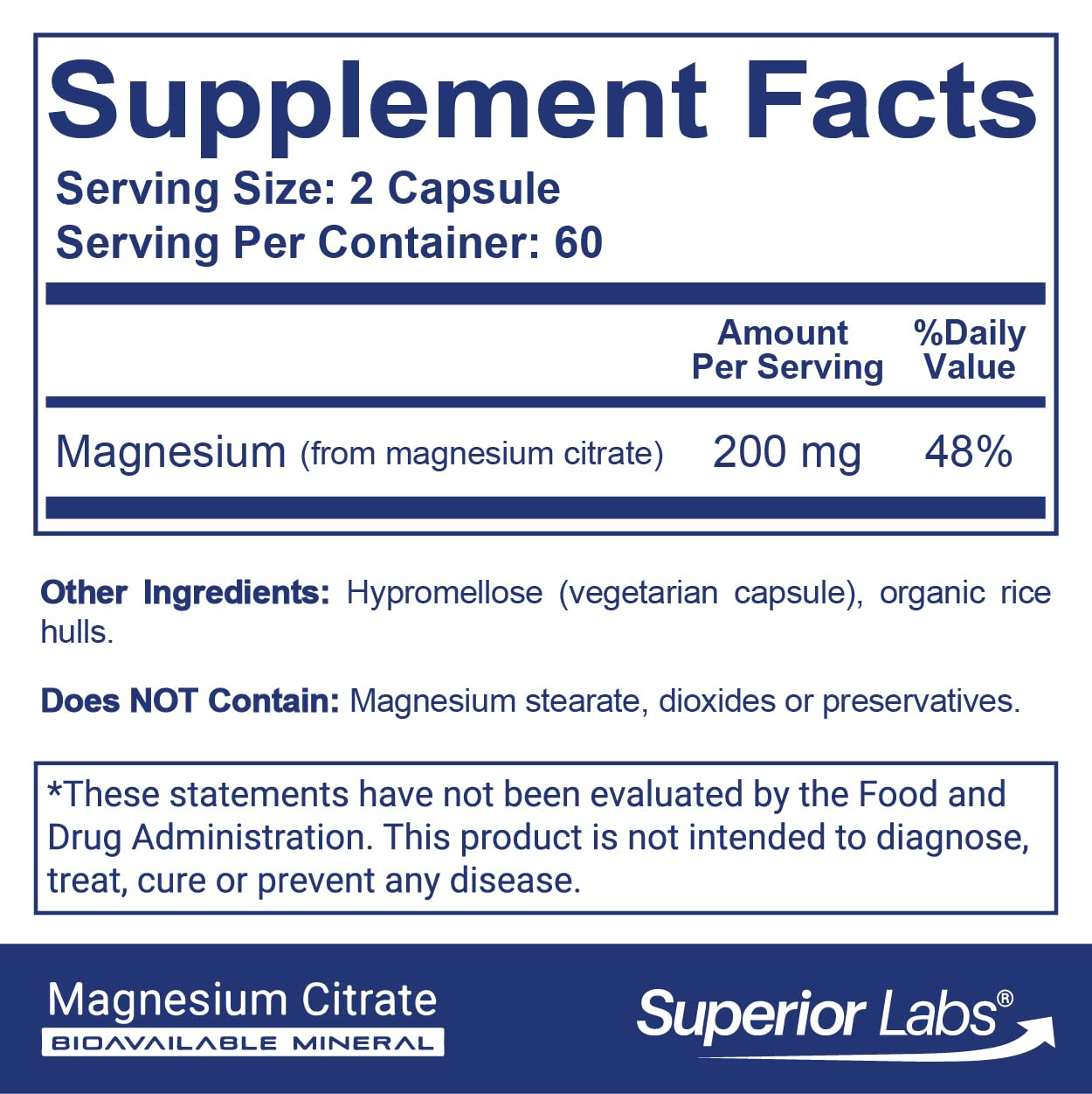 Superior Labs Magnesio Citrato en cápsulas, toma fácil cada día.