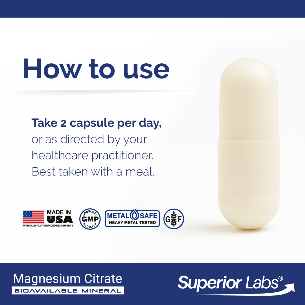 Tapa sellada de Superior Labs Magnesio Citrato garantiza seguridad.