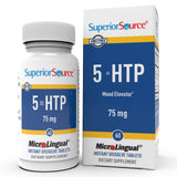 Superior Source 5-HTP, botella frontal, apoyo potencial para la calma diaria.
