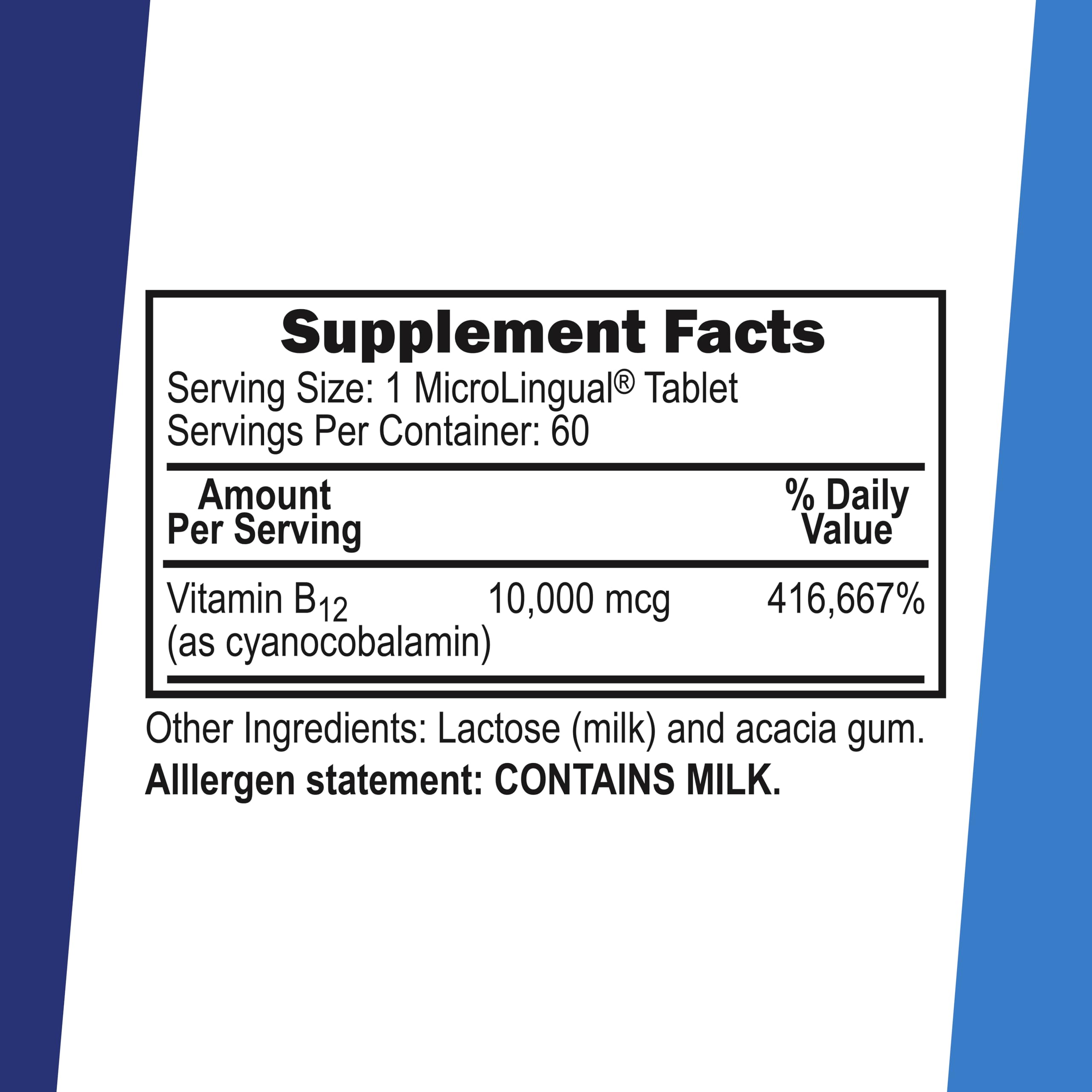 Tabla de cianocobalamina 10000 mcg de Superior Source para energía diaria
