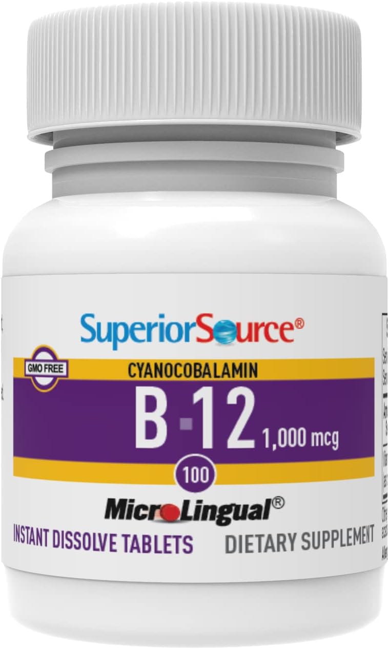 Cianocobalamina 1000 mcg de Superior Source para apoyo cerebral.