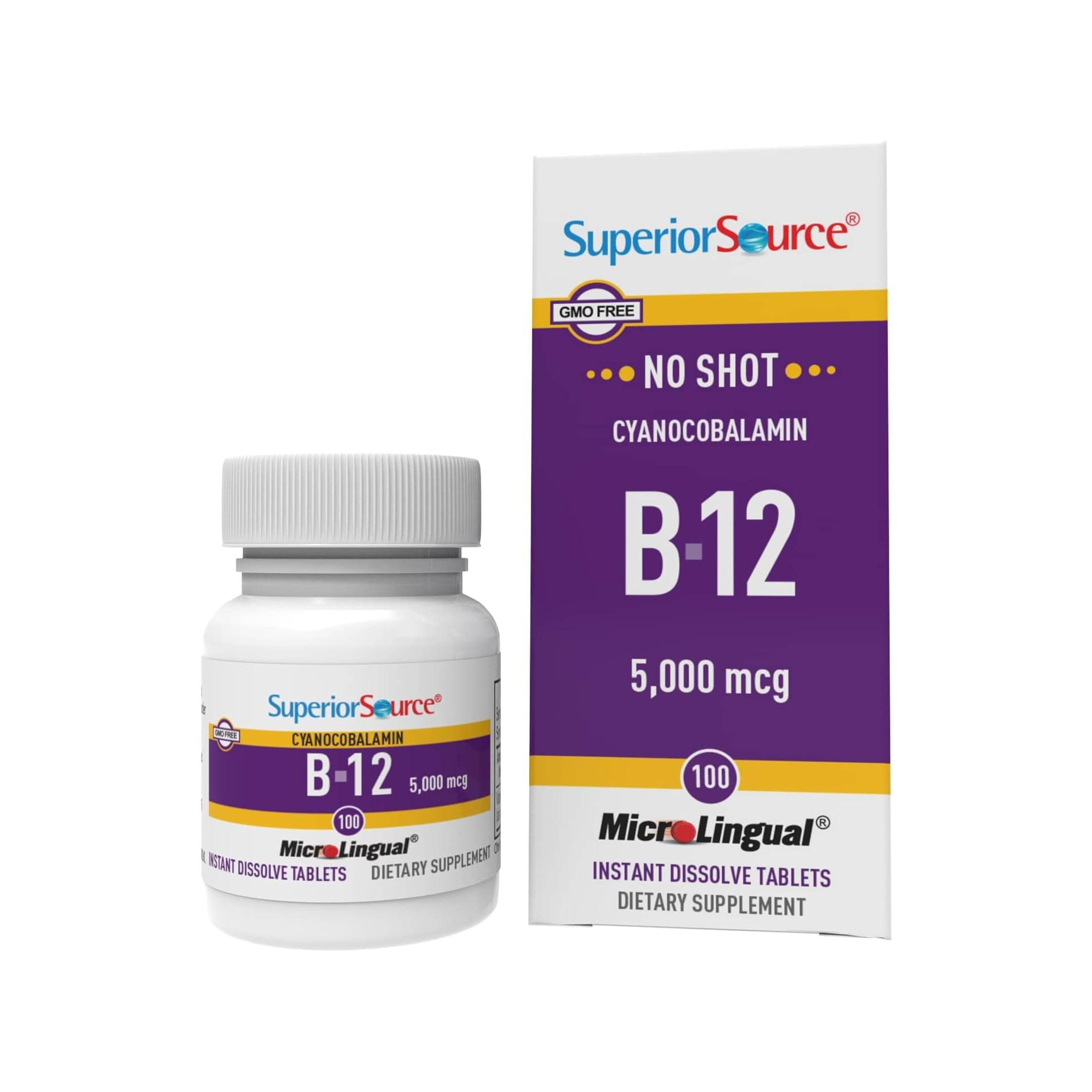 Superior Source tableta sublingual B-12 de disolución rápida para energía diaria