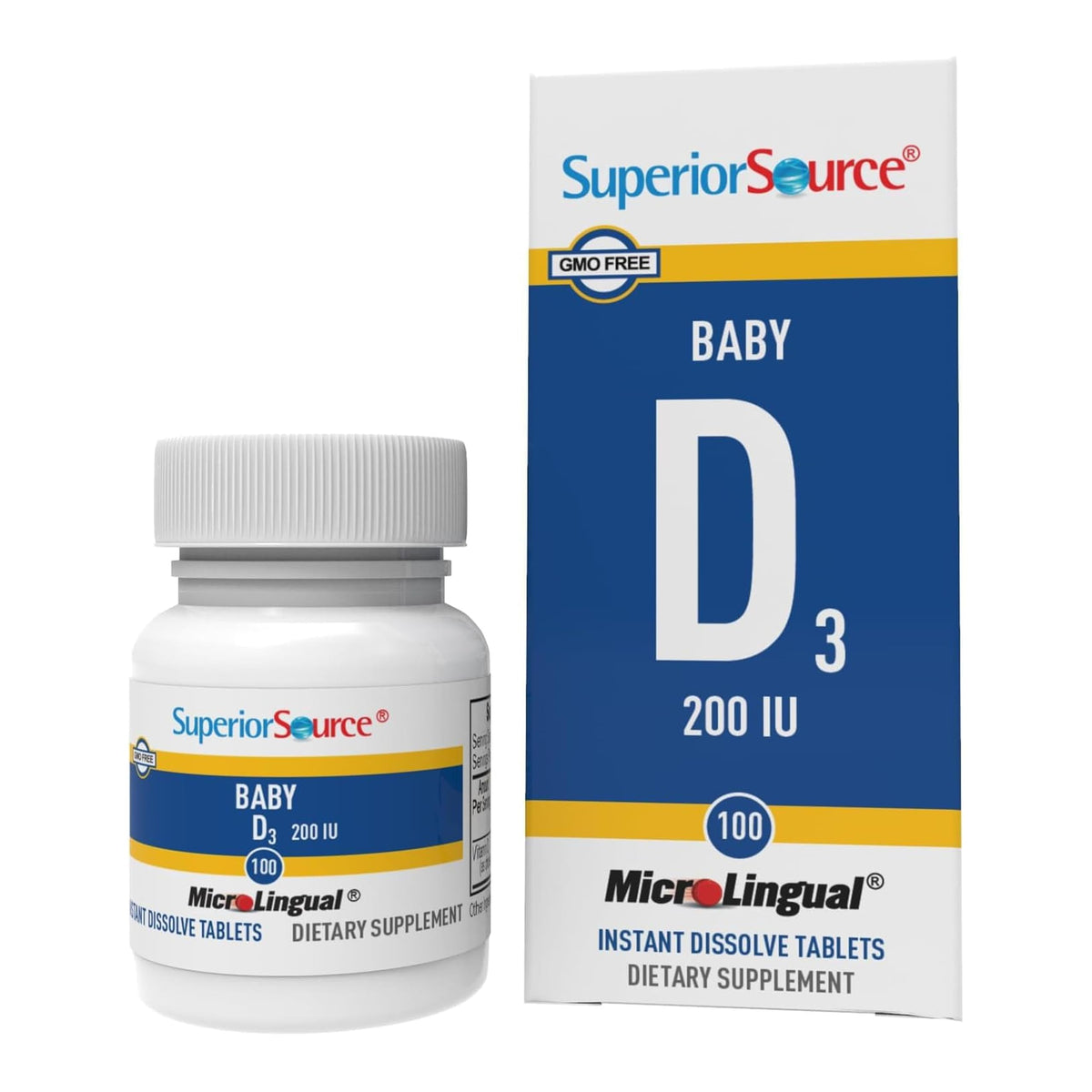 Tabletas sublinguales de Superior Source Baby D3 para absorción rápida