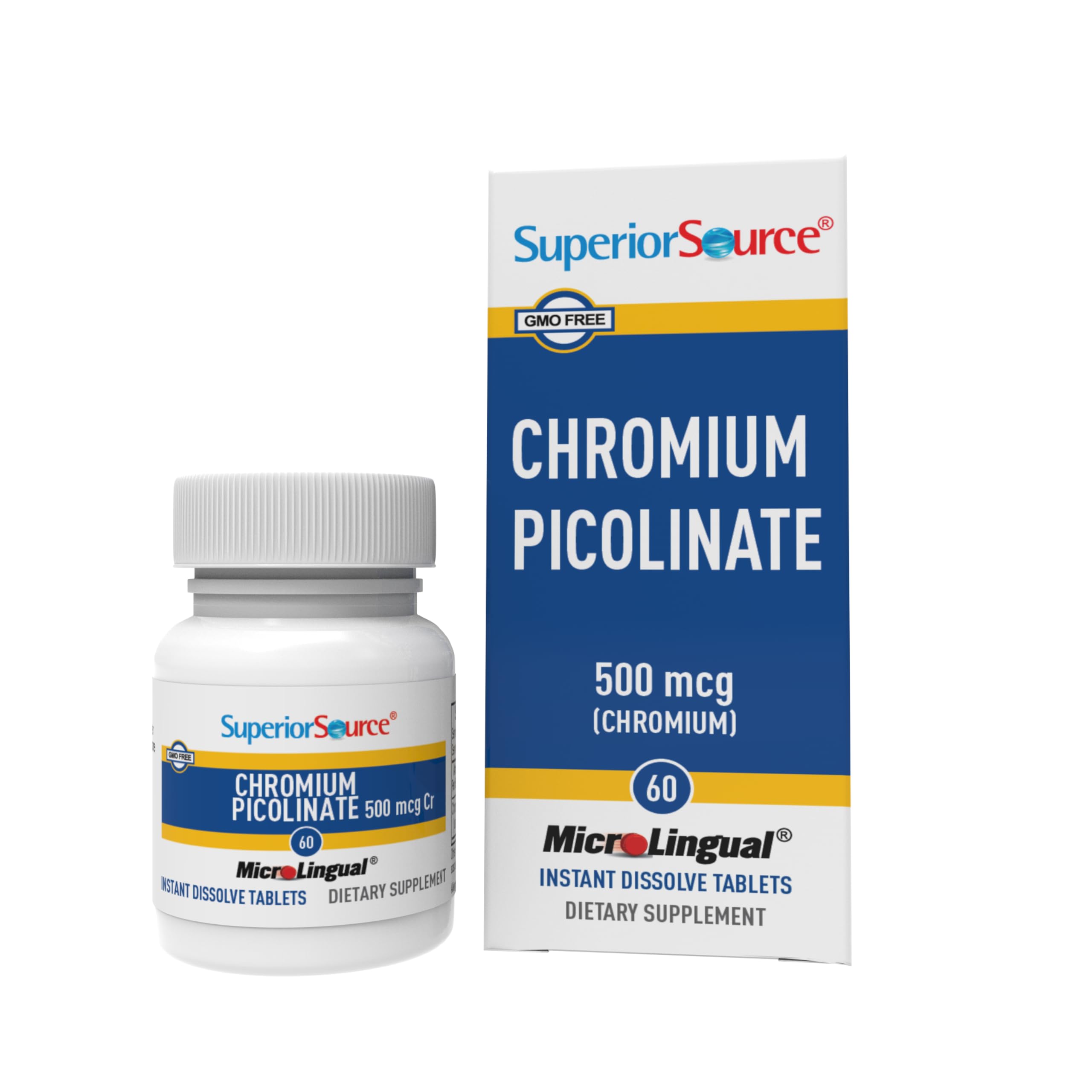 Superior Source cromio picolinato, tabletas disolución instantánea para absorción rápida.