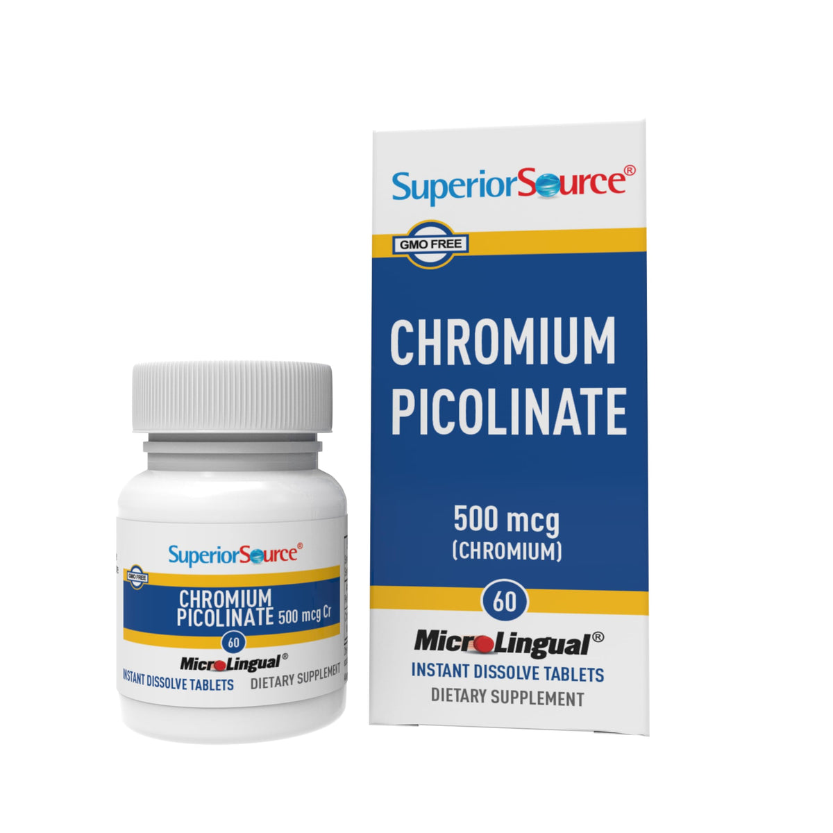 Superior Source cromio picolinato, tabletas disolución instantánea para absorción rápida.