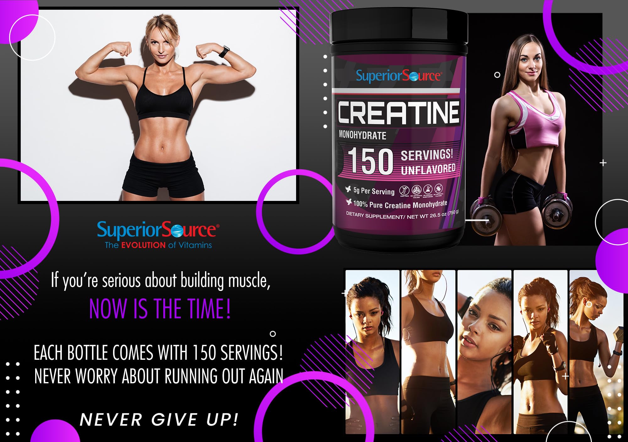 Polvo para batidos de Superior Source Creatine Monohidrato listo para mezclar