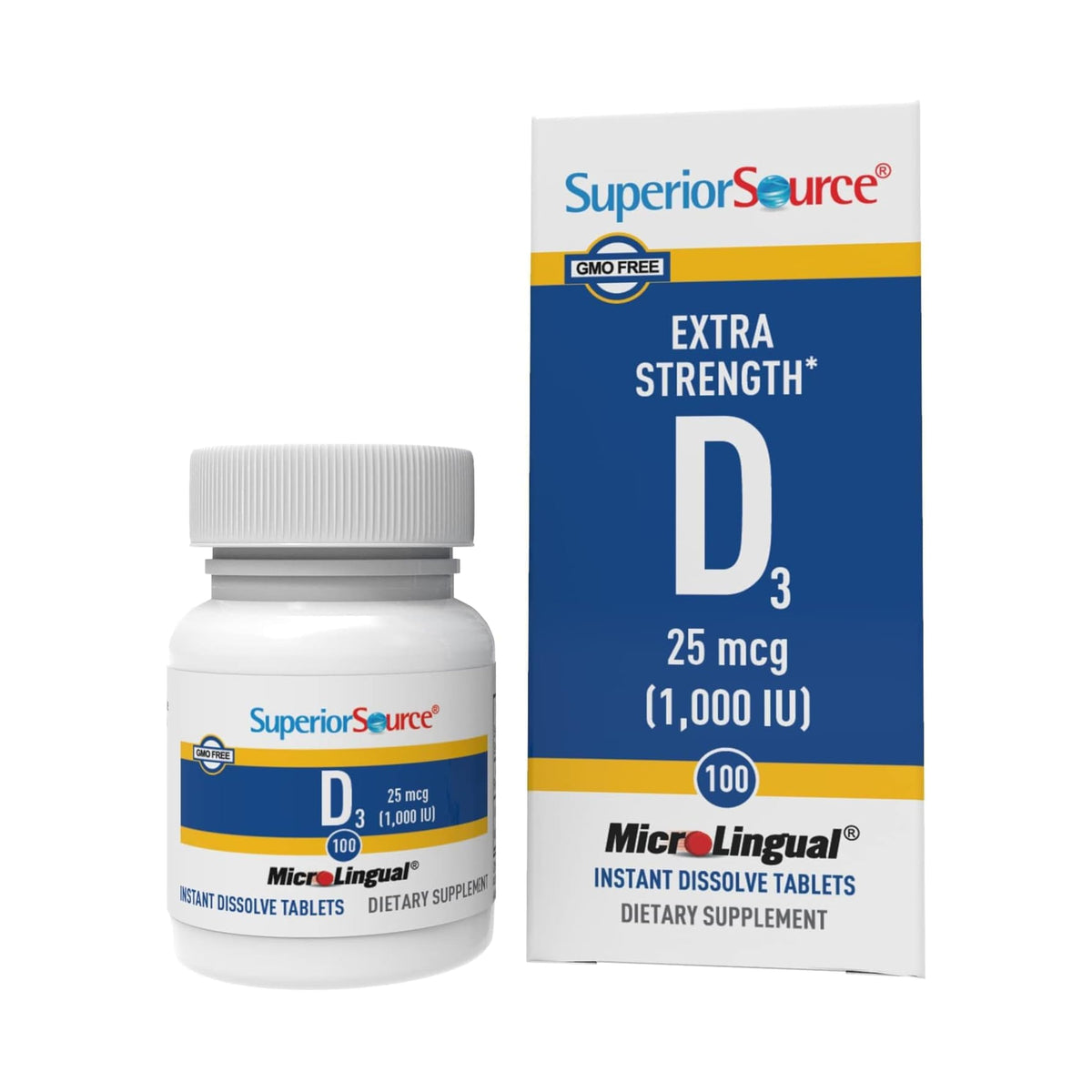 Superior Source D3 tabletas disolventes, apoyo a la absorción de calcio para dientes y huesos.