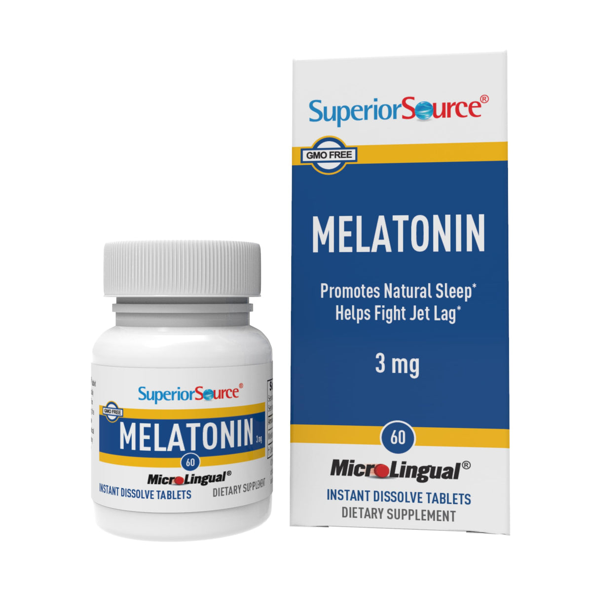 Superior Source Melatonina 3 mg, tableta disolvente para inicio de sueño cómodo