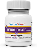 Superior Source Metilfolato 1000mcg, dosis diaria conveniente en formato sublingual.