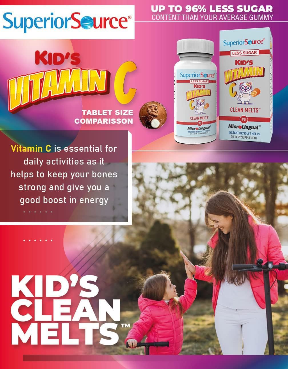 Uso diario recomendado de Superior Source Vitamina C para niños.