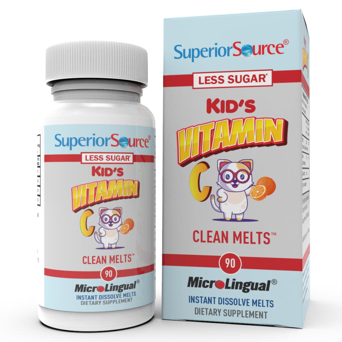 Superior Source Vitamina C para niños, tableta disolución instantánea para uso diario.