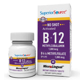 Superior Source No Shot B12 B6 Metilfolato: tabletas sublinguales de 60 con disolución rápida para energía diaria