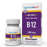 Superior Source No Shot B-12, tabletas sublinguales para energía diaria.