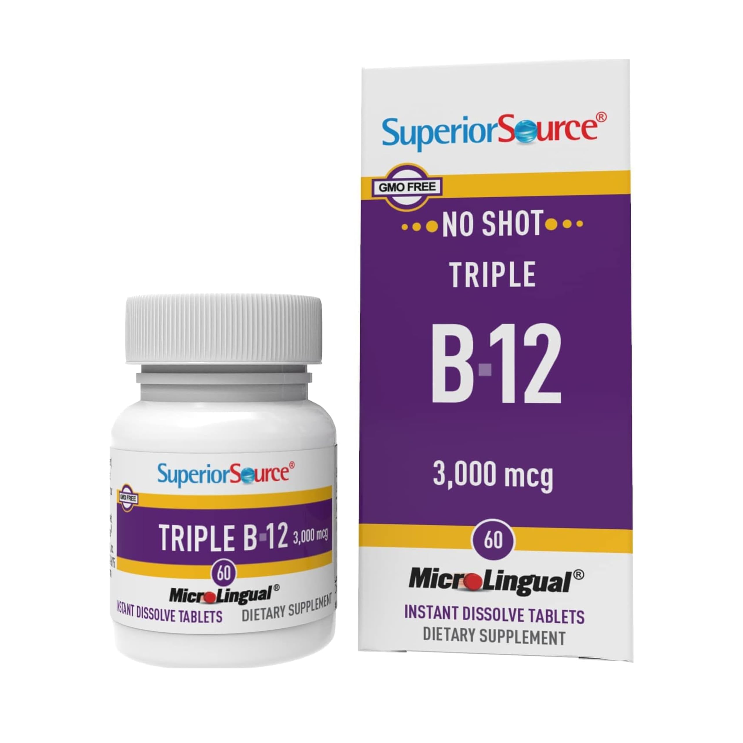 Superior Source NO Shot Triple B-12 3000 mcg, botella para uso diario.