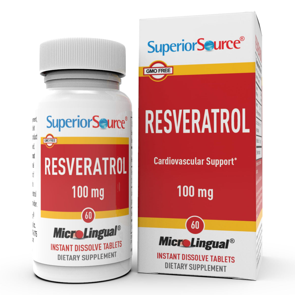 Tabletas sublinguales Superior Source Resveratrol 100 mg, disolución rápida.
