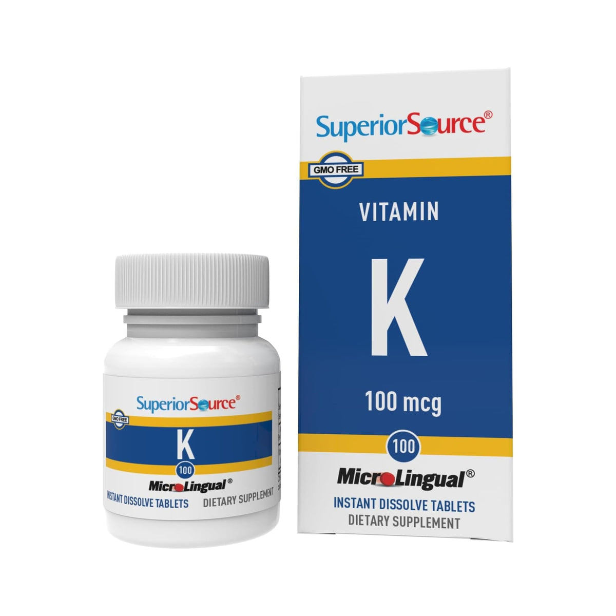 Superior Source Vitamina K 100 microgramos en botella, uso sublingual diario