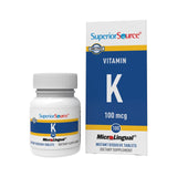 Superior Source Vitamina K 100 microgramos en botella, uso sublingual diario