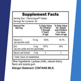 Superior Source Zinc Lozenjets, etiqueta de la botella muestra zinc y vitamina C.