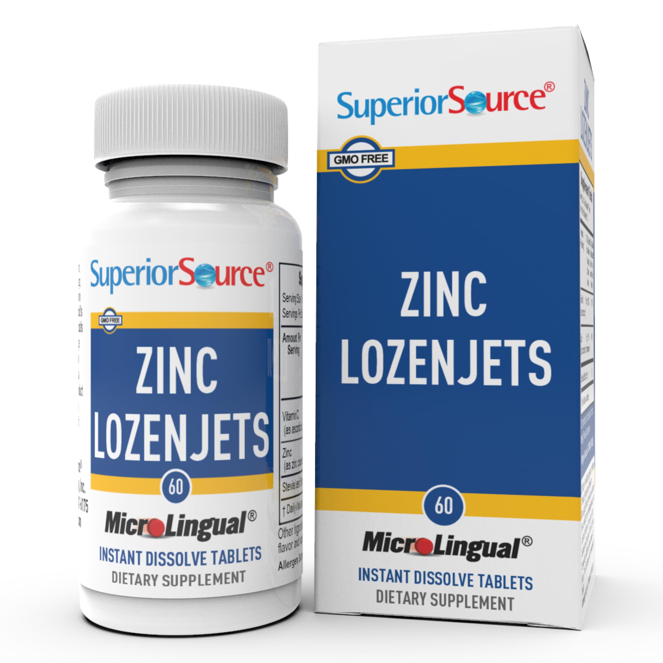 Superior Source Zinc Lozenjets, frente de la botella, soporte al sistema inmunológico.