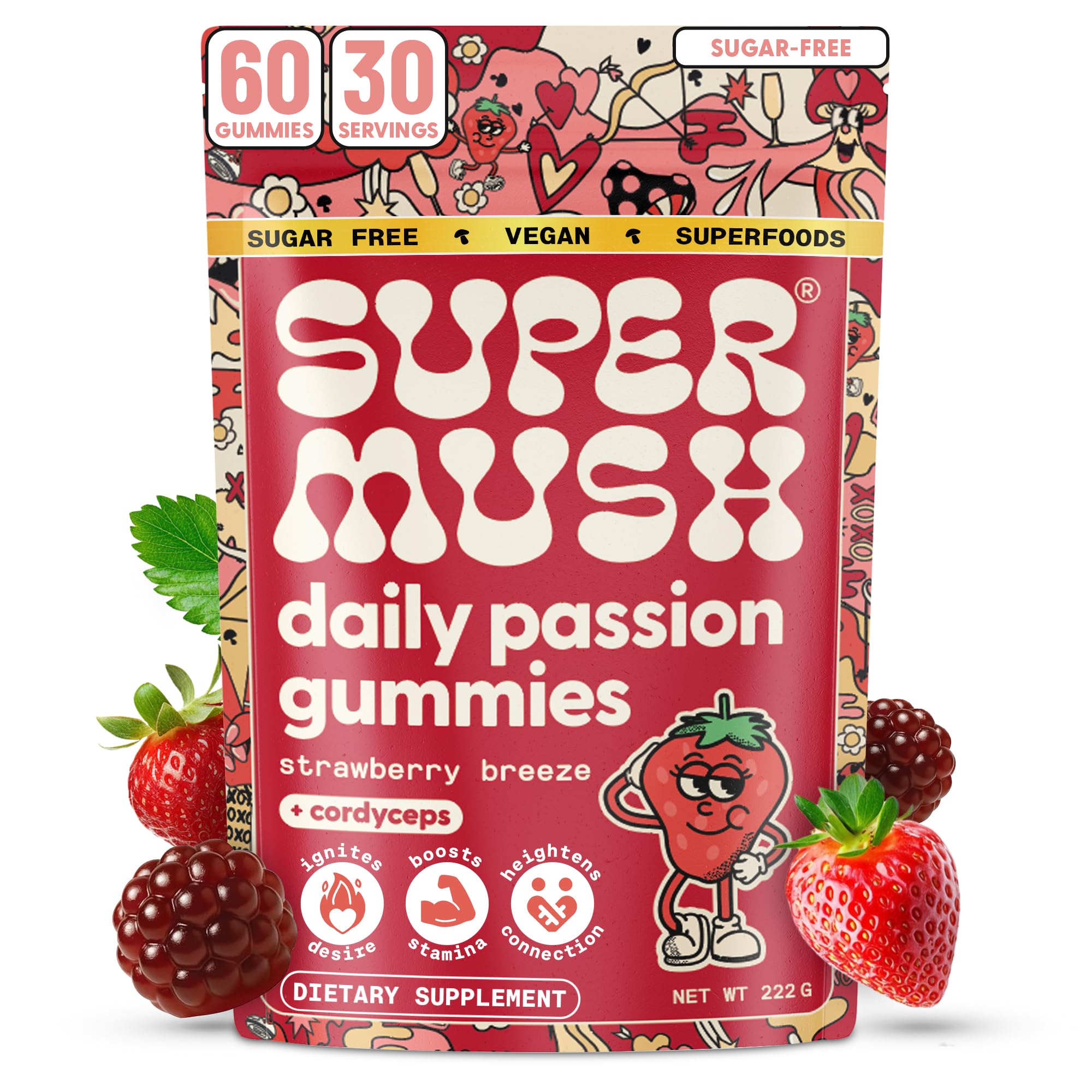 Gomitas SuperMush Libido Aumento para un impulso natural del deseo diario.