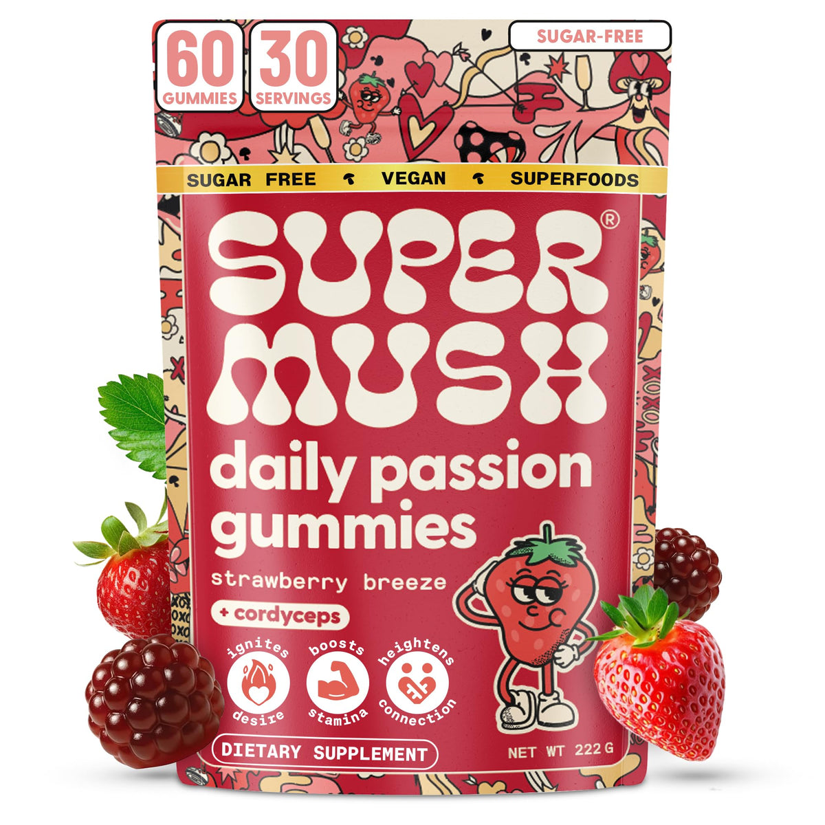 Gomitas SuperMush Libido Aumento para un impulso natural del deseo diario.