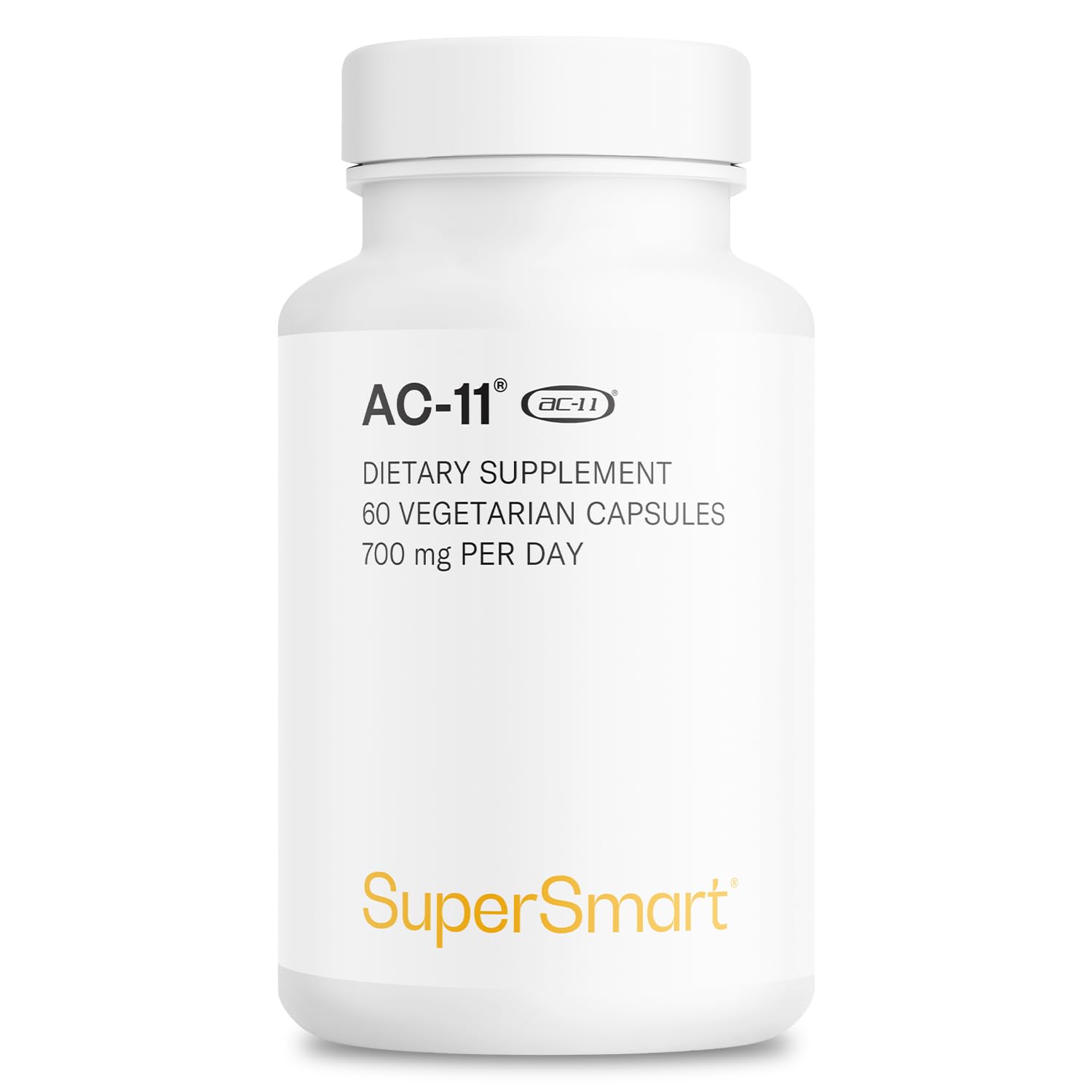 Supersmart AC-11 cápsulas en botella, apoyo diario para tu rutina de bienestar.