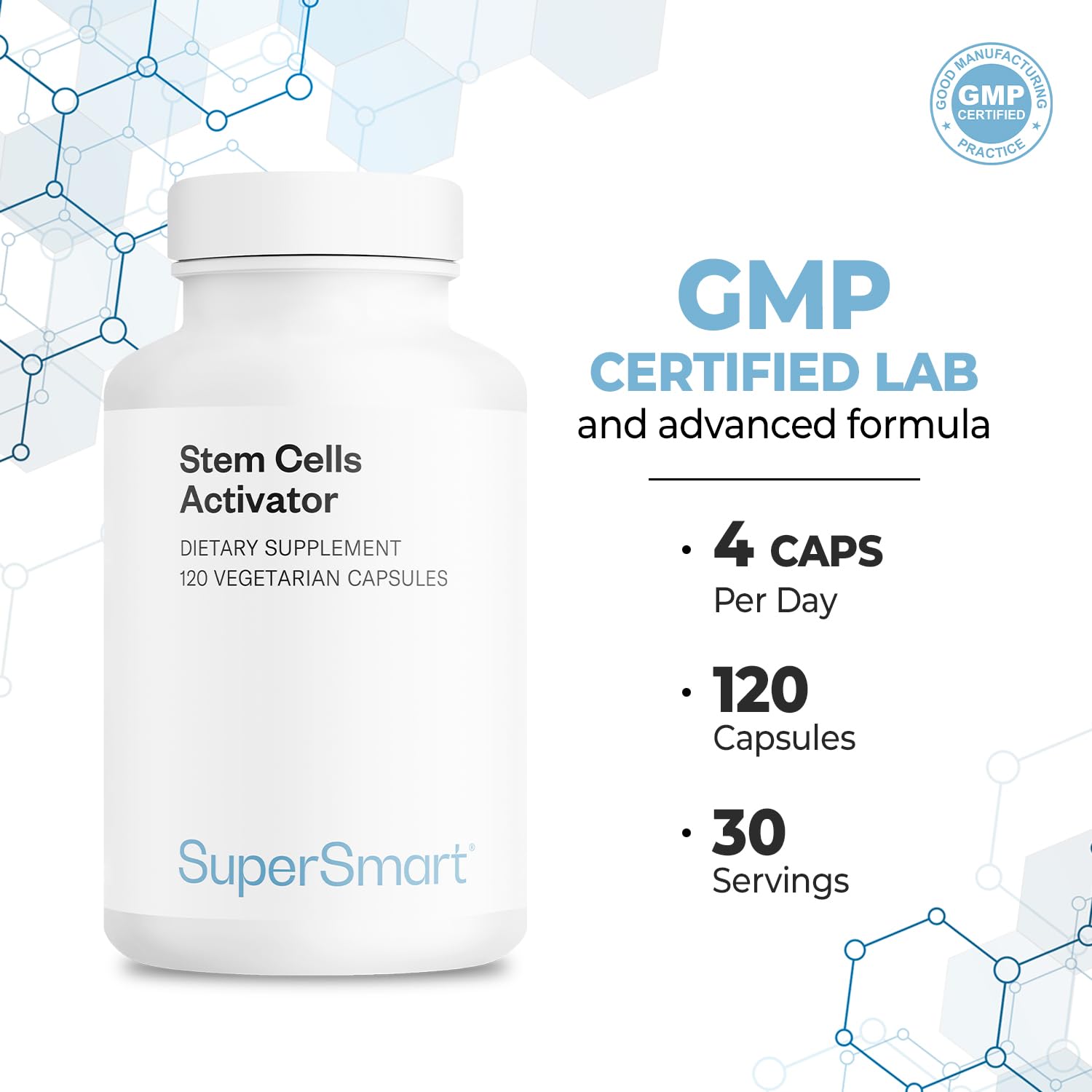 Supersmart Activador de Células Madre, extracto de té verde y polifenoles.