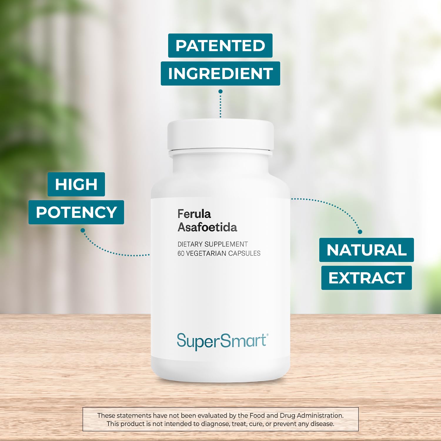 Botella de Supersmart Ferula Asafoetida con extracto Asafin al 2% para mayor potencia.