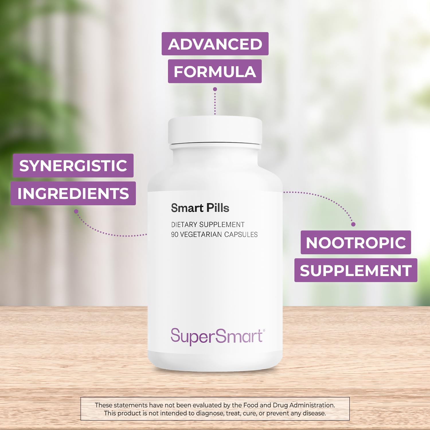Capsulas de Supersmart en caja: suplemento nootrópico vegetariano.