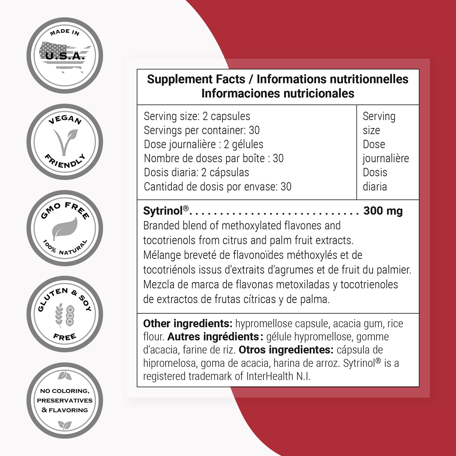 Supersmart Sytrinol, extracto cítrico con bioflavonoides, aporte antioxidante potencial.