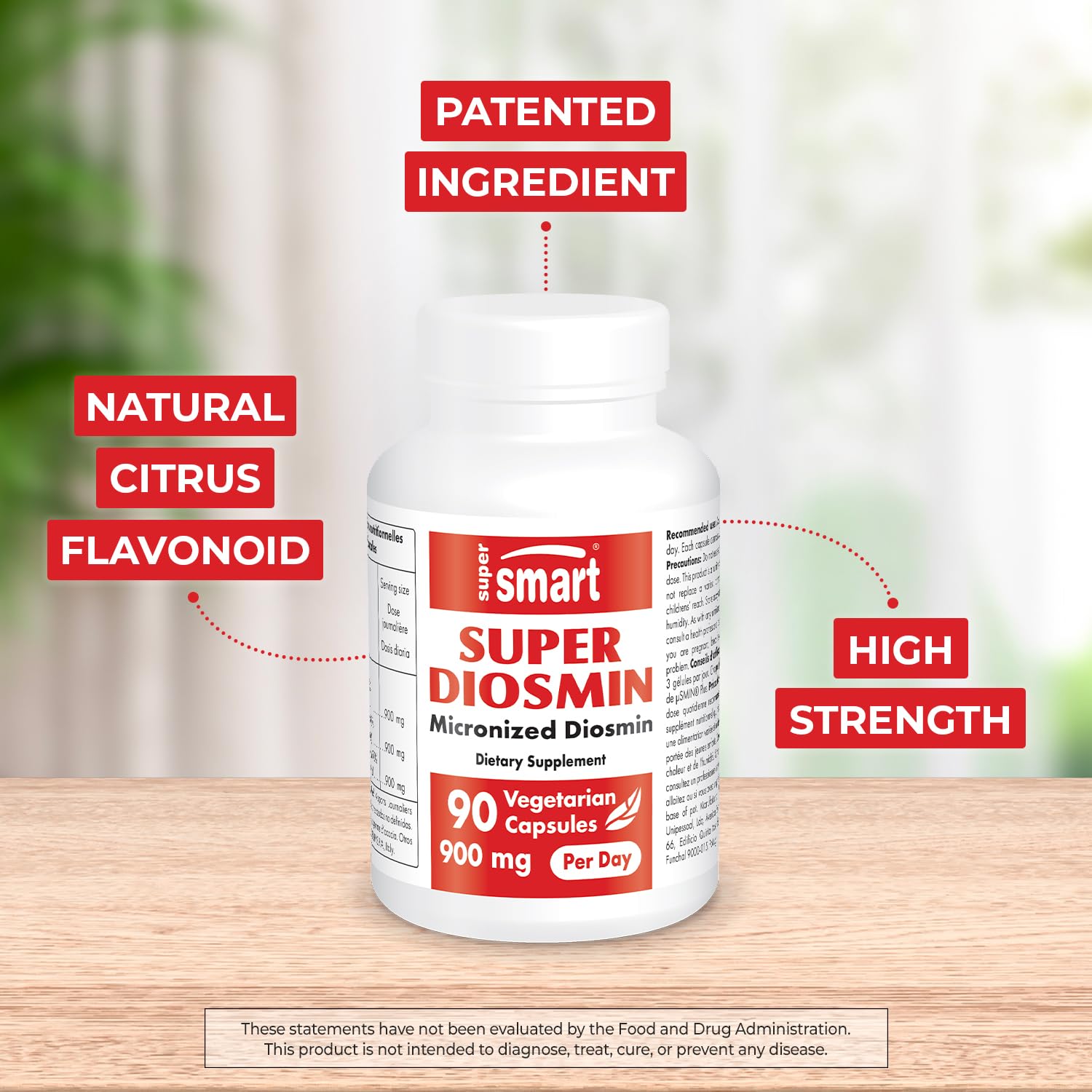 Supersmart Diosmina Micromin Extracto, cápsulas, fórmula patentada de flavonoides.